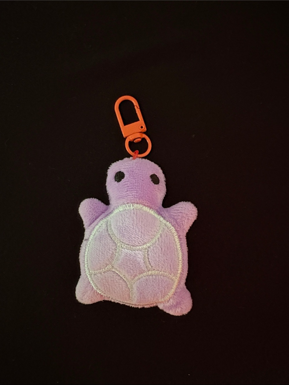 Plush Purple Turtle Keychain Bag Charm Zipper Pull with Orange Clip
